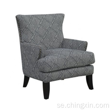 Nail Head Blue Multi Fabric Awed Accent Chair